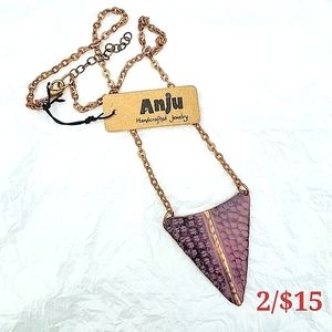 🦋 ANJU MAUVE ENAMEL COPPER NECKLACE NWT